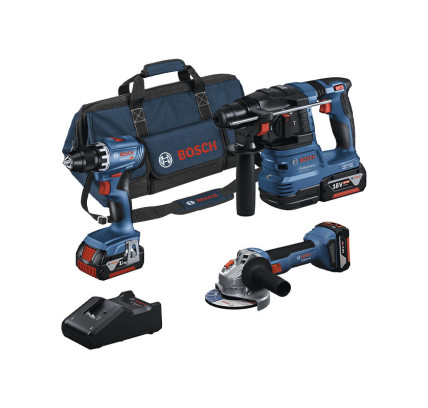 PACK BOSCH ATORNILLADOR GSR 18V-45 + AMOLADORA GWS 18V-8 + MARTILLO GBH 18V-22 (3X4AH+1X8AH PROCORE+CARGADOR+BOLSA)
