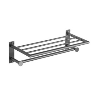REPISA CON TOALLERO Y PERCHAS BLACK GUN METAL