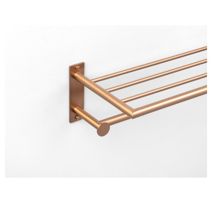 REPISA CON TOALLERO Y PERCHAS BRONCE CEPILLADO