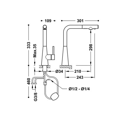 MONOMANDO FREGADERO OSMOSIS EXTRAIBLE TRES ACERO 23045304