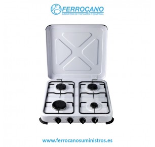 COCINA A GAS PORTÁTIL VIVAHOGAR 4 FUEGOS 515X510X95MM CON TAPA