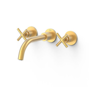 GRIFO BIMANDO EMPOTRADO PARA LAVABO TRES MONT BLANC ORO MATE 24K 28330002OM