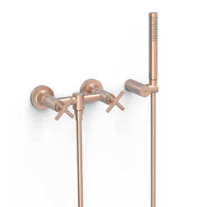 GRIFO BIMANDO MURAL PARA DUCHA TRES MONT BLANC ORO ROSA MATE 24K 28316301OPM