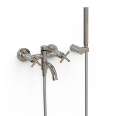 GRIFO BIMANDO MURAL PARA BAÑERA Y DUCHA TRES MONT BLANC ACERO 28317601AC