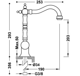 GRIFO MONOMANDO CON MANETA LATERAL PARA LAVABO TRES CLASIC CROMO 24210801