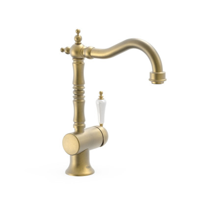 GRIFO MONOMANDO CON MANETA LATERAL PARA LAVABO TRES CLASIC LATÓN VIEJO MATE 24210801LM