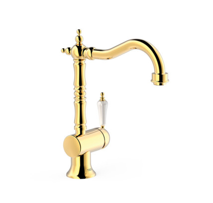 GRIFO MONOMANDO CON MANETA LATERAL PARA LAVABO TRES CLASIC ORO 24K 24210801OR