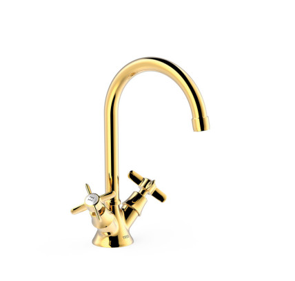 GRIFO BIMANDO PARA LAVABO TRES CLASIC ORO 24K 24210901OR