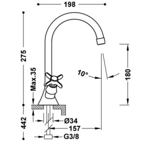GRIFO BIMANDO PARA LAVABO TRES CLASIC ORO 24K 24210901OR