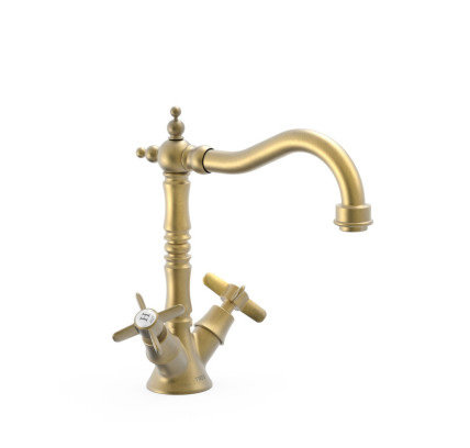 GRIFO BIMANDO PARA LAVABO TRES CLASIC LATÓN VIEJO MATE 24210902LM