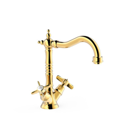 GRIFO BIMANDO PARA LAVABO TRES CLASIC ORO 24K 24210902OR