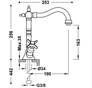 GRIFO BIMANDO PARA LAVABO TRES CLASIC ORO 24K 24210902OR