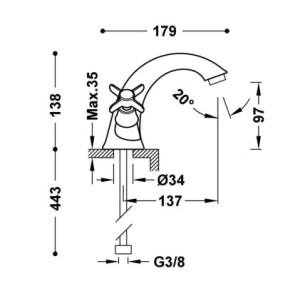 GRIFO BIMANDO PARA LAVABO TRES CLASIC CROMO 24210201
