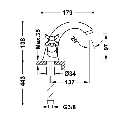 GRIFO BIMANDO PARA LAVABO TRES CLASIC CROMO 24210201