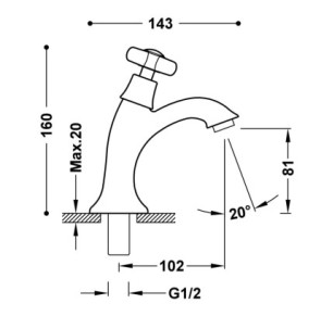 GRIFO DE 1 AGUA PARA LAVABO TRES CLASIC CROMO 24250301