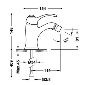 GRIFO MONOMANDO PARA BIDÉ TRES CLASIC LATÓN VIEJO MATE 24212001LM
