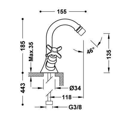 GRIFO BIMANDO PARA BIDÉ TRES CLASIC CROMO 24212201