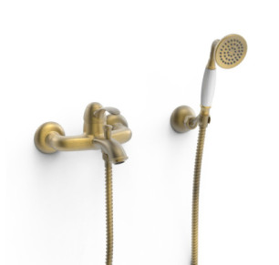 GRIFO MONOMANDO MURAL PARA BAÑERA Y DUCHA TRES CLASIC LATÓN VIEJO MATE 24217001LM