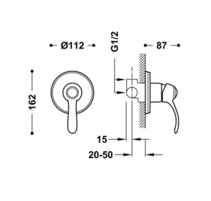 GRIFO MONOMANDO EMPOTRADO DE 1 VÍA PARA DUCHA TRES CLASIC LATÓN VIEJO MATE 24217701LM