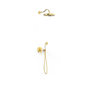 KIT DE GRIFO MONOMANDO EMPOTRADO DE 2 VÍAS PARA DUCHA TRES CLASIC ORO 24K 24218003OR