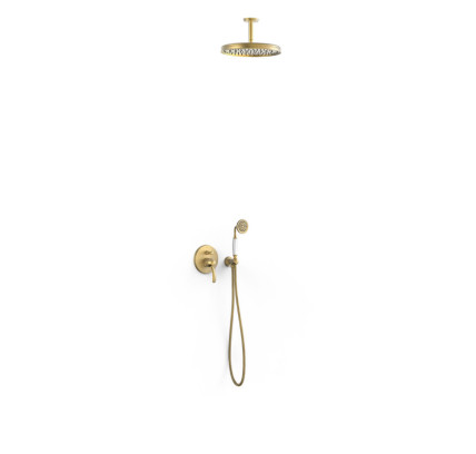 KIT DE GRIFO MONOMANDO EMPOTRADO DE 2 VÍAS PARA DUCHA TRES CLASIC LATÓN VIEJO MATE 24218004LM