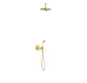 KIT DE GRIFO MONOMANDO EMPOTRADO DE 2 VÍAS PARA DUCHA TRES CLASIC ORO 24K 24218004OR
