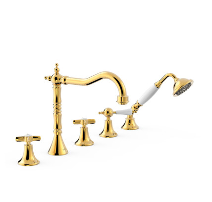 GRIFO BIMANDO PARA BORDE DE BAÑERA TRES CLASIC ORO 24K 24214601OR