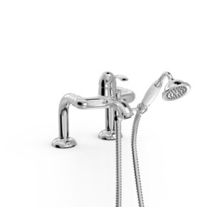GRIFO MONOMANDO PARA BORDE DE BAÑERA CON TOMAS DE AGUA ACODADAS TRES CLASIC CROMO 24219401