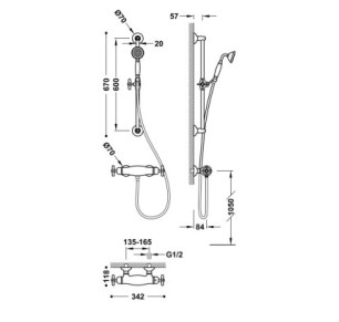 KIT DE GRIFO TERMOSTÁTICO MURAL PARA DUCHA TRES CLASIC CROMO 24216402