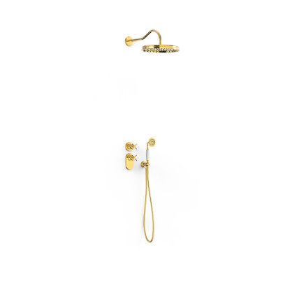 KIT DE GRIFO TERMOSTÁTICO EMPOTRADO DE 2 VÍAS BLOCK SYSTEM PARA DUCHA TRES CLASIC ORO 24K 24235202OR