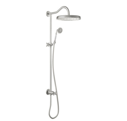 CONJUNTO DE BARRA DE DUCHA SIN GRIFO CON TOMA DE AGUA A PARED Y ROCIADOR TRES CLASIC ACERO 24247602AC