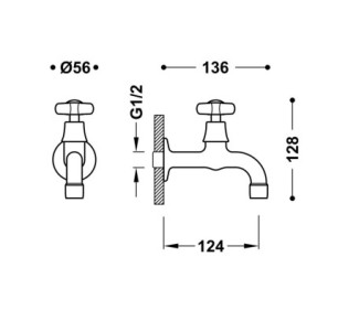 GRIFO DE 1 AGUA PARA OFFICE O LAVADERO TRES CLASIC ORO 24K 24252001OR