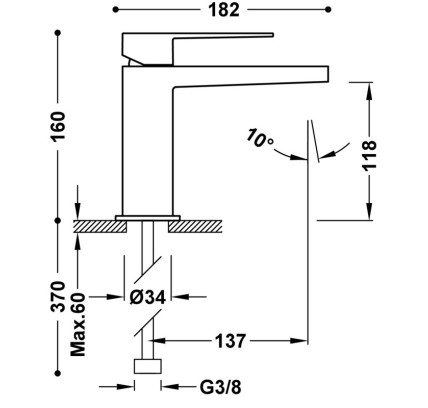 GRIFO MONOMANDO PARA LAVABO CON DESAGÜE AUTOMÁTICO TRES SLIM CROMO 20210301D