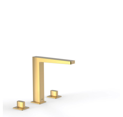 GRIFO BIMANDO DE REPISA PARA LAVABO TRES SLIM ORO 24K 20210501OR