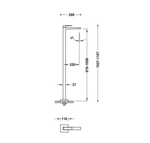 GRIFO MONOMANDO CON TOMA A SUELO PARA LAVABO TRES SLIM ORO ROSA MATE 24K 20285301OPM