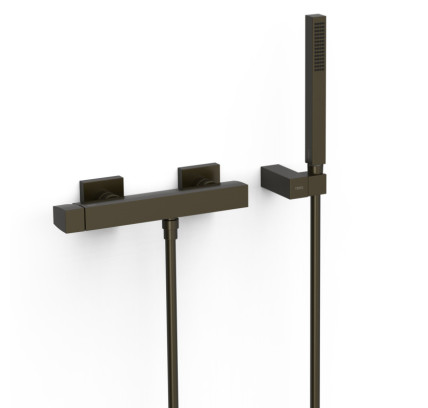 GRIFO MONOMANDO MURAL PARA DUCHA TRES SLIM NEGRO BRONCE 20216701KMB