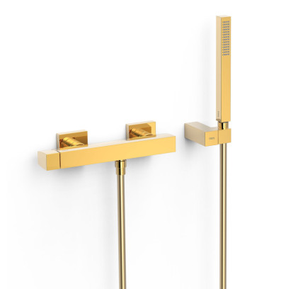 GRIFO MONOMANDO MURAL PARA DUCHA TRES SLIM ORO 24K 20216701OR