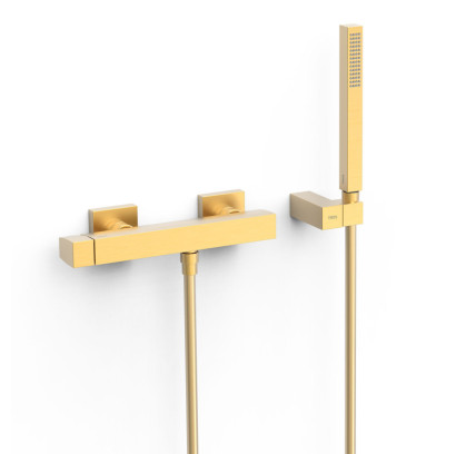 GRIFO MONOMANDO MURAL PARA DUCHA TRES SLIM ORO MATE 24K 20216701OM