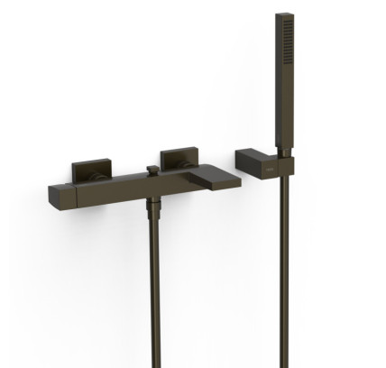 GRIFO MONOMANDO MURAL PARA BAÑERA Y DUCHA TRES SLIM NEGRO BRONCE 20217001KMB