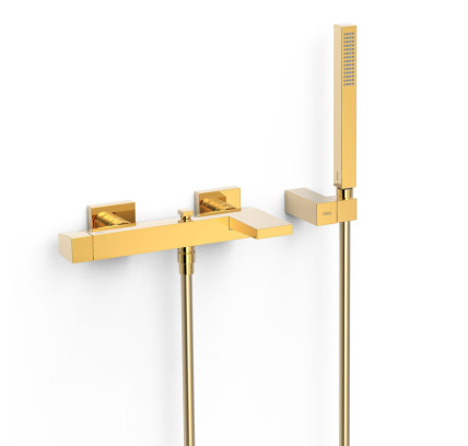 GRIFO MONOMANDO MURAL PARA BAÑERA Y DUCHA TRES SLIM ORO 24K 20217001OR