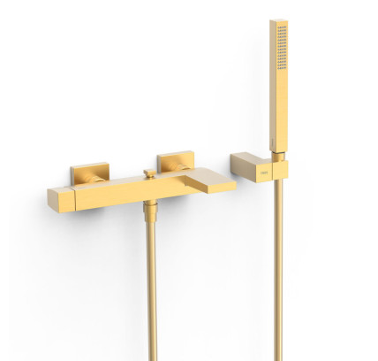 GRIFO MONOMANDO MURAL PARA BAÑERA Y DUCHA TRES SLIM ORO MATE 24K 20217001OM