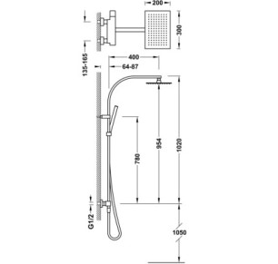CONJUNTO DE GRIFO MONOMANDO MURAL DE 2 VÍAS PARA DUCHA TRES SLIM CROMO 20219101