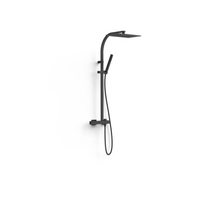 CONJUNTO DE GRIFO MONOMANDO MURAL DE 2 VÍAS PARA DUCHA TRES SLIM NEGRO MATE 20219101NM