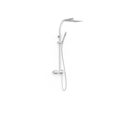 CONJUNTO DE GRIFO MONOMANDO MURAL DE 2 VÍAS PARA DUCHA TRES SLIM BLANCO MATE 20219101BM