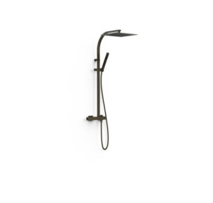 CONJUNTO DE GRIFO MONOMANDO MURAL DE 2 VÍAS PARA DUCHA TRES SLIM NEGRO BRONCE 20219101KMB