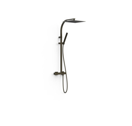 CONJUNTO DE GRIFO MONOMANDO MURAL DE 2 VÍAS PARA DUCHA TRES SLIM NEGRO BRONCE 20219101KMB