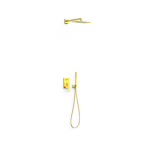 KIT DE GRIFO MONOMANDO EMPOTRADO DE 2 VÍAS RAPID-BOX PARA DUCHA TRES SLIM ORO 24K 20238004OR