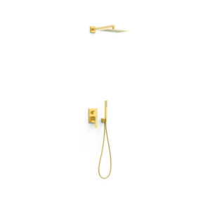 KIT DE GRIFO MONOMANDO EMPOTRADO DE 2 VÍAS RAPID-BOX PARA DUCHA TRES SLIM ORO MATE 24K 20238004OM