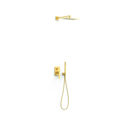 KIT DE GRIFO MONOMANDO EMPOTRADO DE 2 VÍAS RAPID-BOX PARA DUCHA TRES SLIM ORO MATE 24K 20238004OM