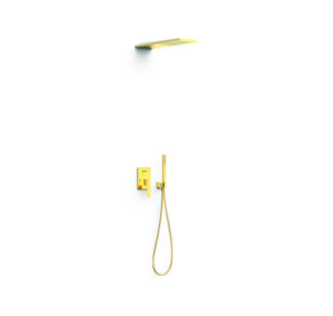 KIT DE GRIFO MONOMANDO EMPOTRADO DE 2 VÍAS RAPID-BOX PARA DUCHA TRES SLIM ORO 24K 20238005OR
